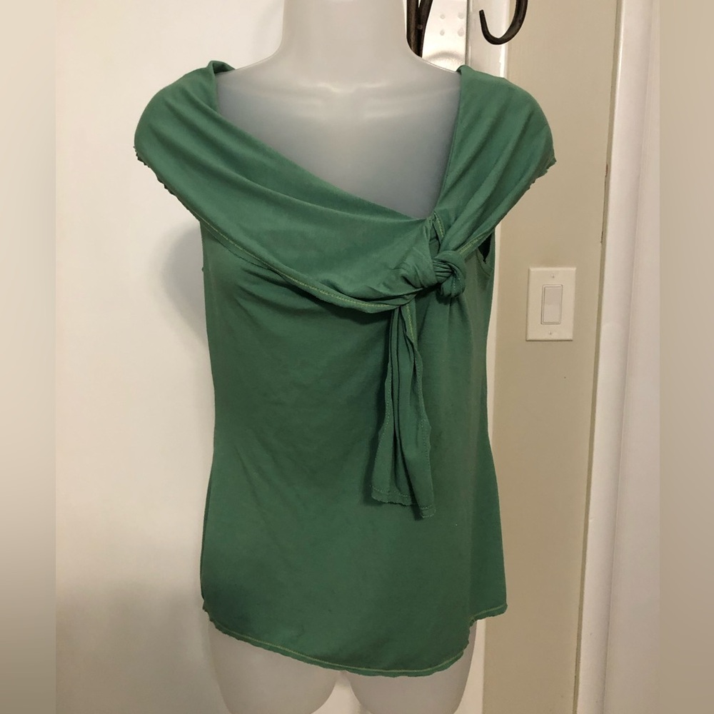 Max Studio Green Knot-Front Tank Top